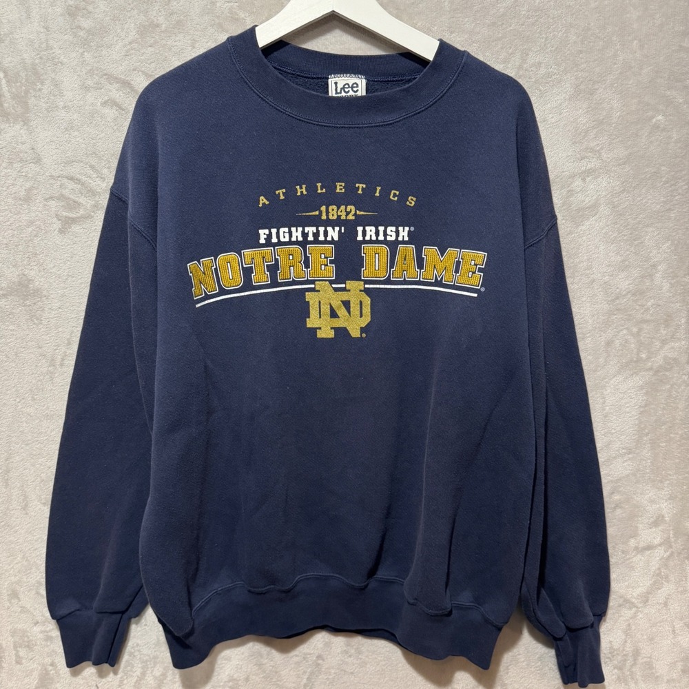 Vintage Lee Sport Notre Dame Fighting Irish Sweatshirt Navy Blue Large